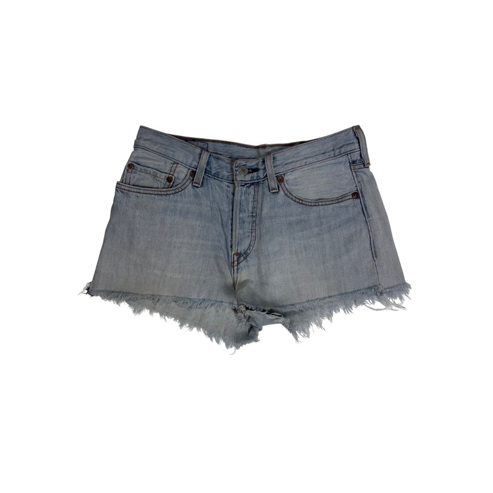 Levis 501 Womens Light Wash High Rise Cut Off Denim Shorts Size 27 Button Fly